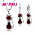 925 Sterling Silver Crystal Cat Necklace & Huggie Earring Set