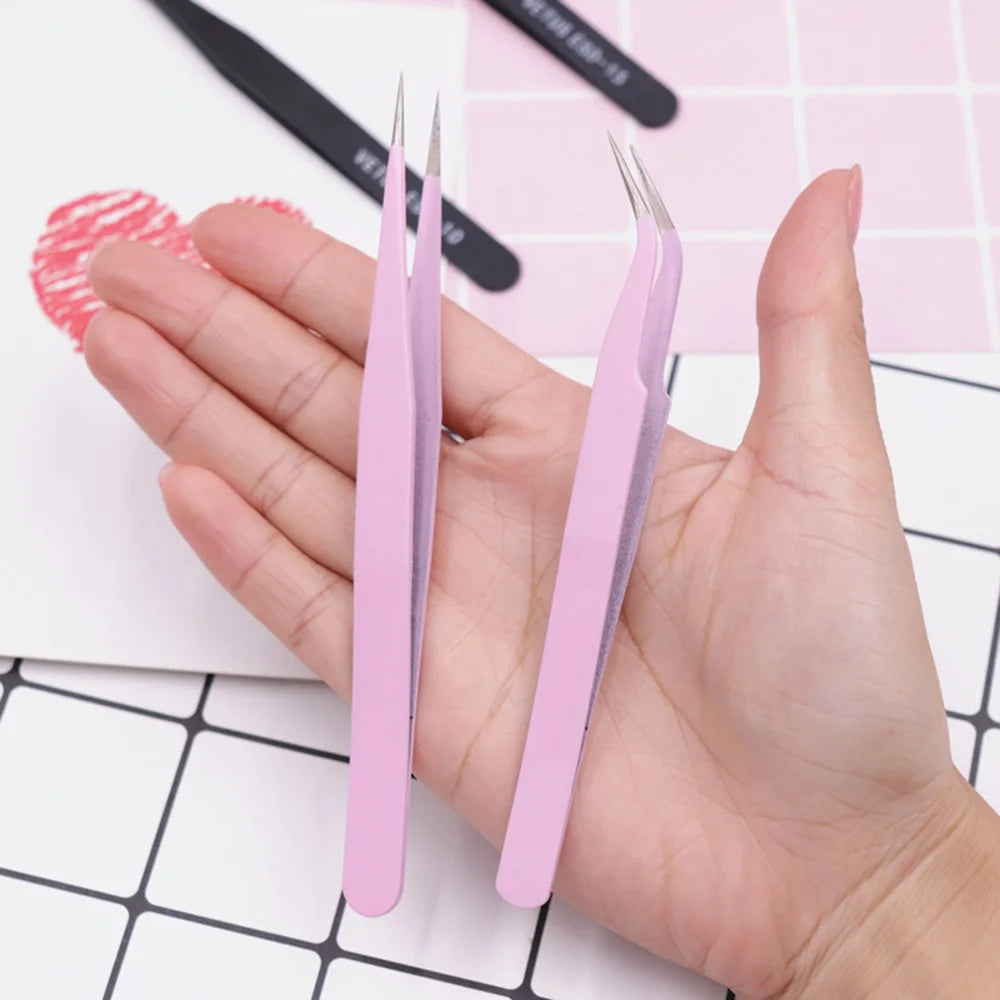Stainless Steel Lash Extension Tweezers — Curved & Straight