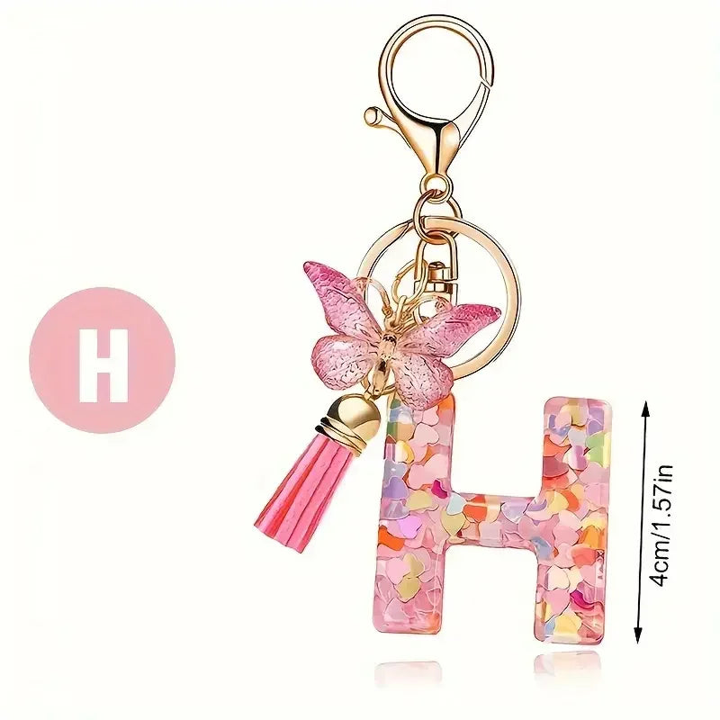 A-Z Initial Letter Keychain — Metal Name Key Ring
