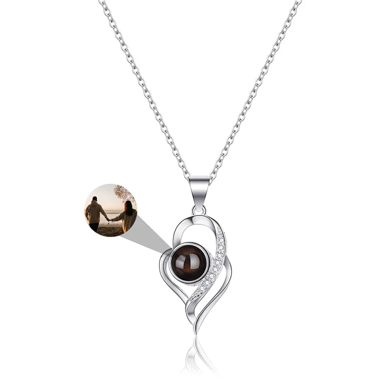 Custom Photo Projection Necklace — 100 Languages I Love You