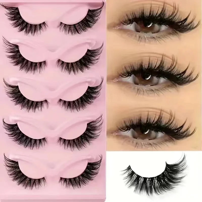 Cat Eye Strip Lashes — 5 Pairs Dramatic Volume Faux Lashes