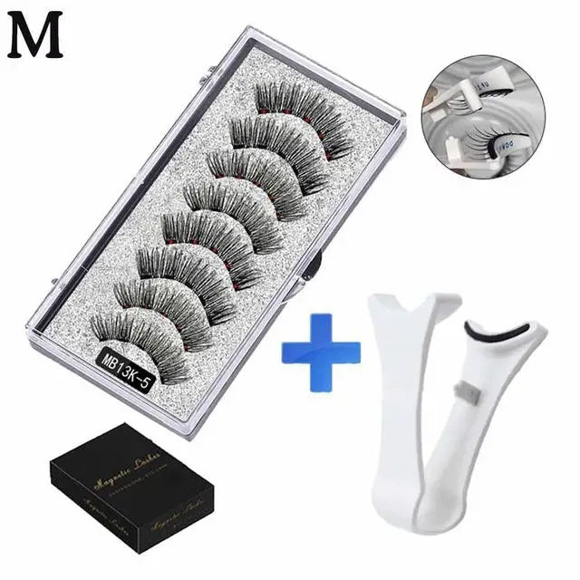 3D Natural Magnetic Eyelashes — 5-Magnet Handmade Reusable Set
