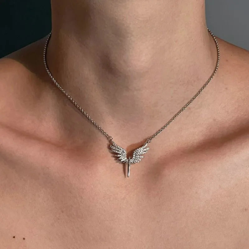 Crystal Angel Wings Clavicle Chain Necklace