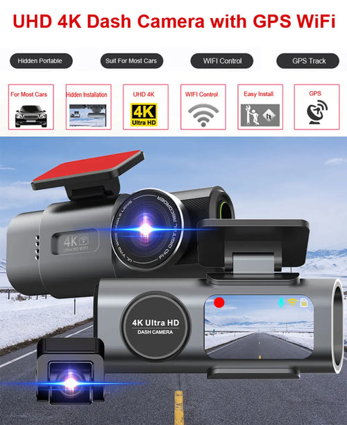 4K Dash Cam with Night Vision, Wi-Fi & GPS