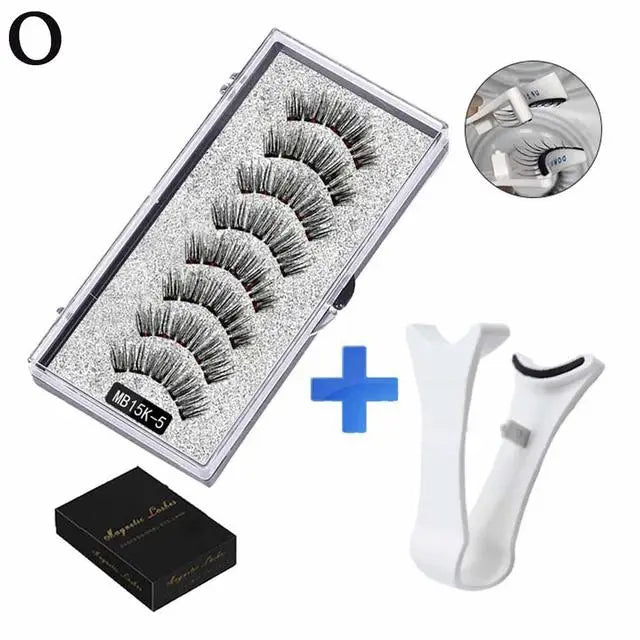 3D Natural Magnetic Eyelashes — 5-Magnet Handmade Reusable Set