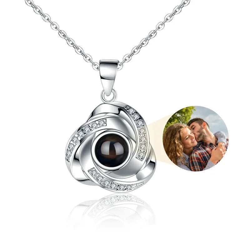 Custom Photo Projection Necklace — 100 Languages I Love You