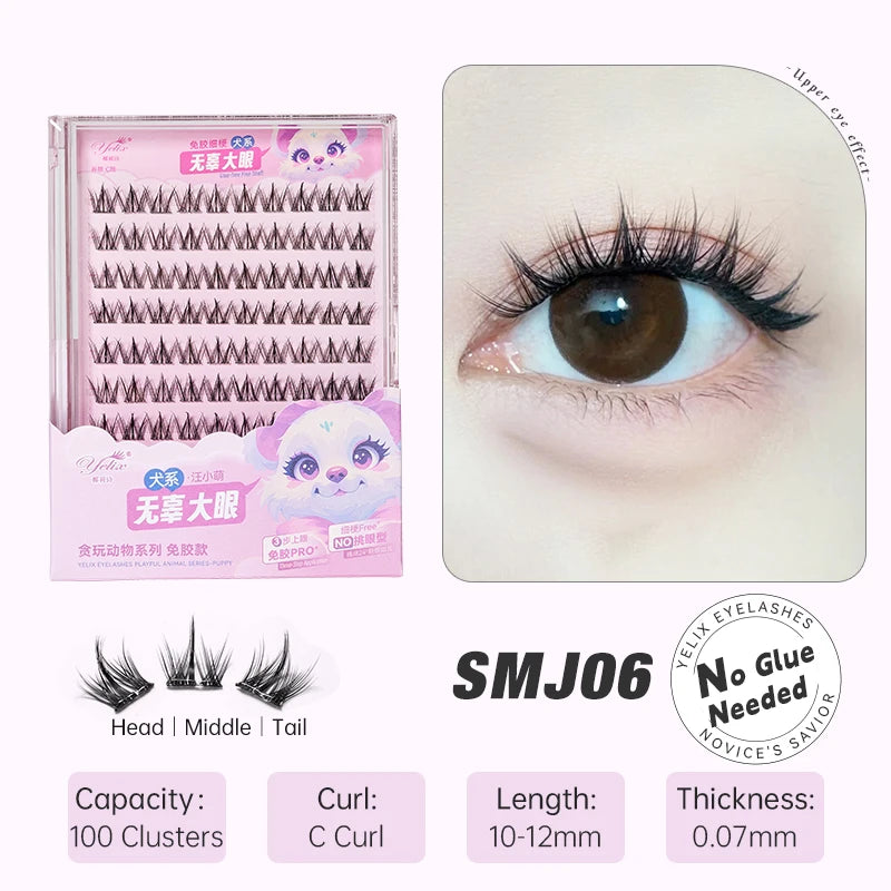 Yelix DIY Cluster Lashes — Glue-Free Natural Manga Style