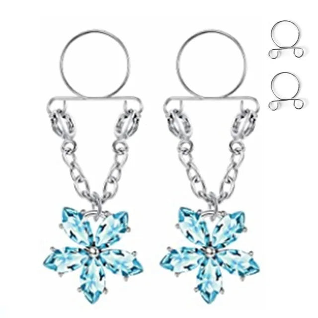 Tassel Crystal Butterfly Fake Nipple Rings