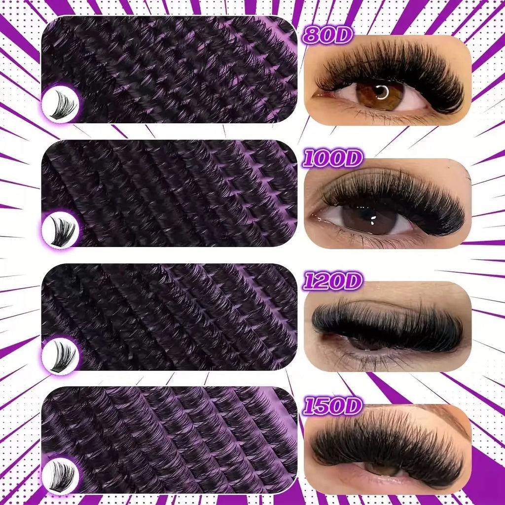 DIY Cluster Lash Extension Kit — Wispy & Natural 9–16mm with Bond & Seal