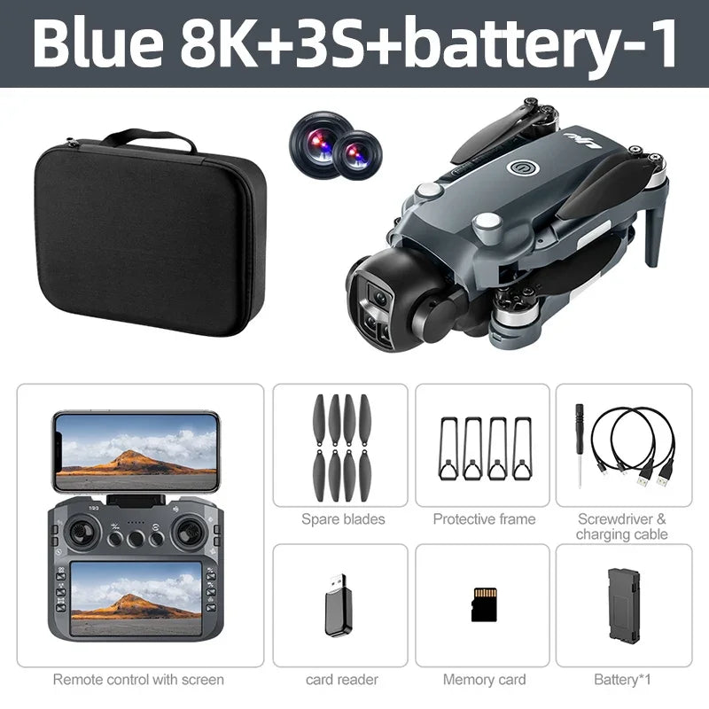 Lenovo V988 Drone 4K HD Camera 360°Obstacle Avoidance Brushless 5G WIFI FPV GPS Quadcopter FPV RC Dron Toy with Big Screen