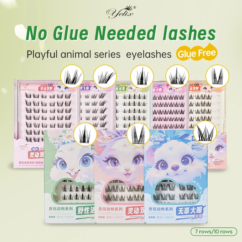 Yelix DIY Cluster Lashes — Glue-Free Natural Manga Style