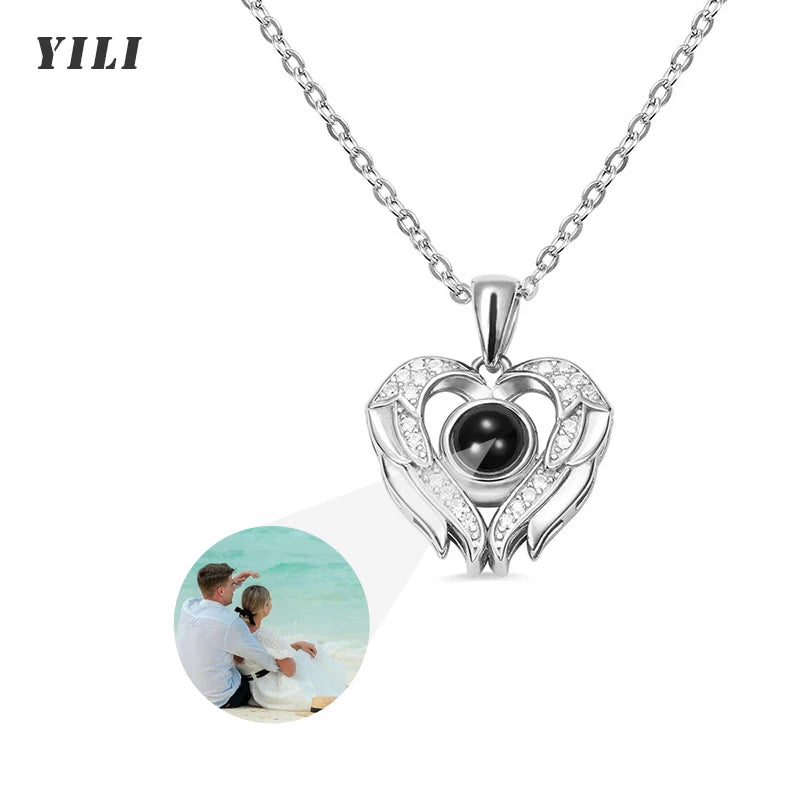 Custom Photo Projection Necklace — 100 Languages I Love You