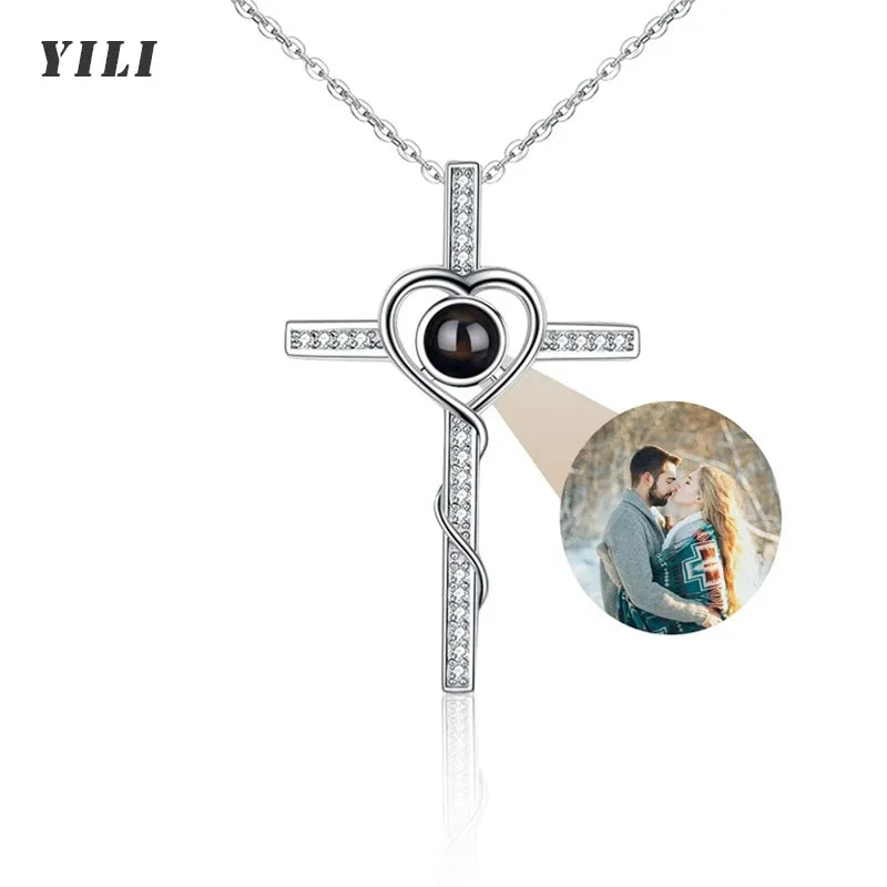 Custom Photo Projection Necklace — 100 Languages I Love You