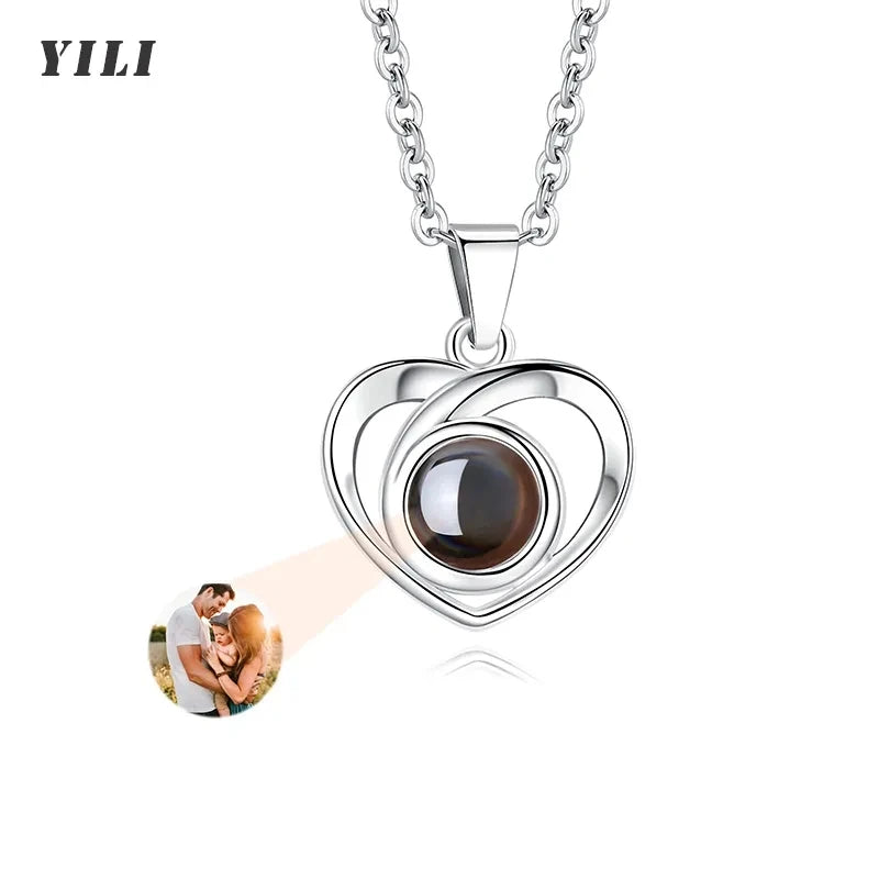 Custom Photo Projection Necklace — 100 Languages I Love You