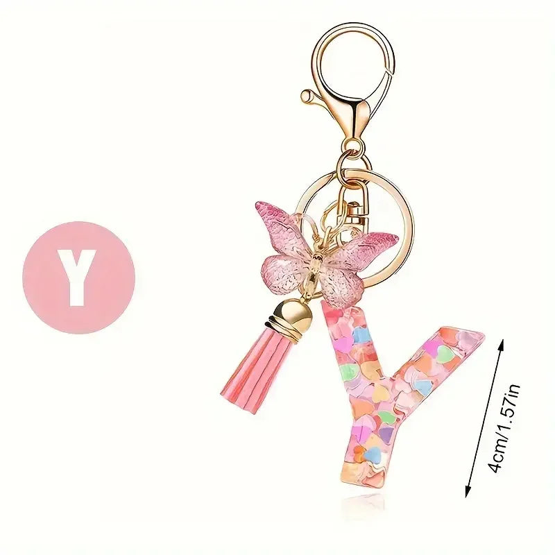 A-Z Initial Letter Keychain — Metal Name Key Ring