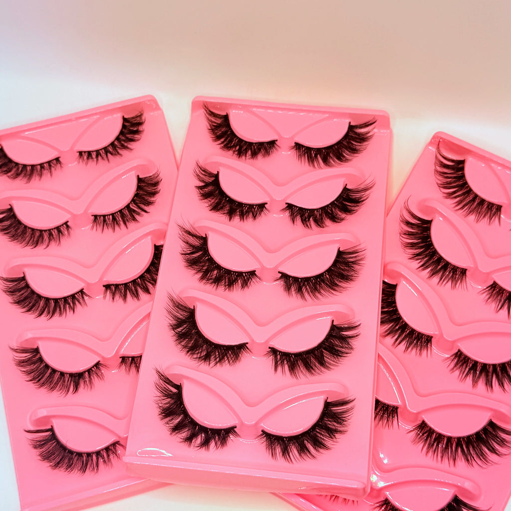 Cat Eye Strip Lashes — 5 Pairs Dramatic Volume Faux Lashes
