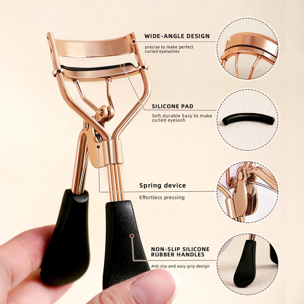 Portable Eyelash Curler — 15 Silicone Pads Stainless Steel