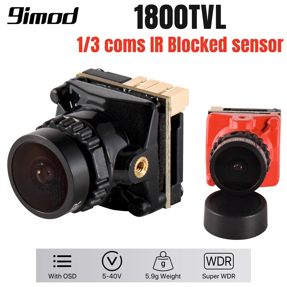 9IMOD FPV Camera 1800TVL 5MP — 2.1mm Wide Angle NTSC/PAL with OSD for RC Racing Drones