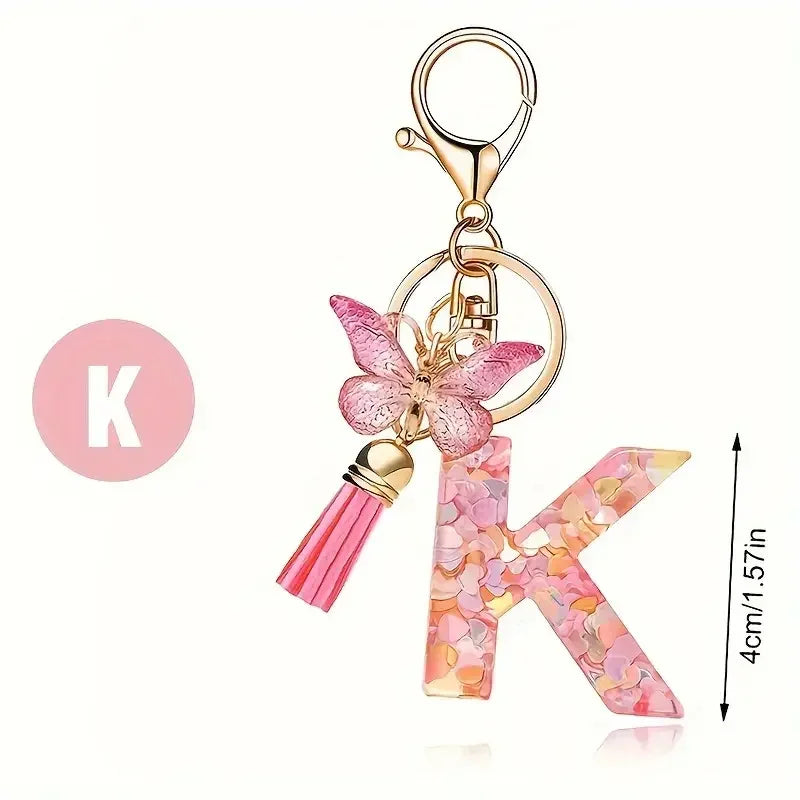 A-Z Initial Letter Keychain — Metal Name Key Ring