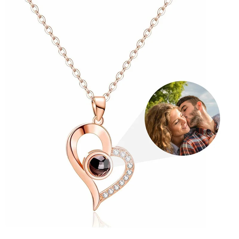 Custom Photo Projection Necklace — 100 Languages I Love You