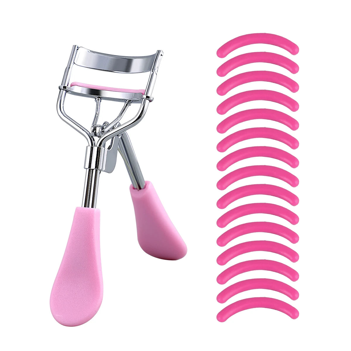 Portable Eyelash Curler — 15 Silicone Pads Stainless Steel