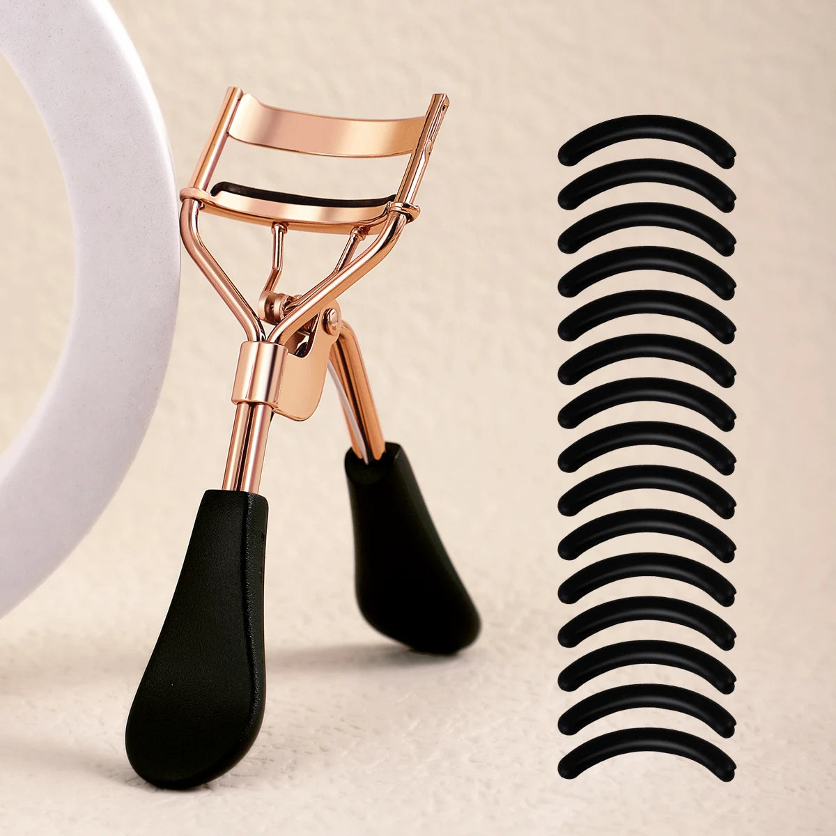 Portable Eyelash Curler — 15 Silicone Pads Stainless Steel