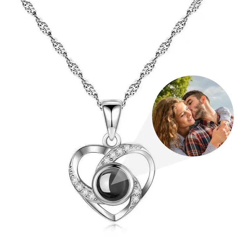 Custom Photo Projection Necklace — 100 Languages I Love You