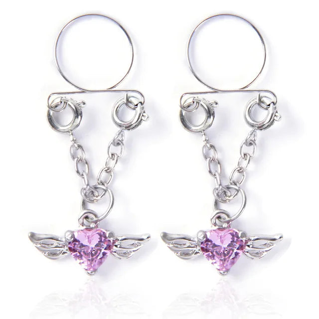 Tassel Crystal Butterfly Fake Nipple Rings