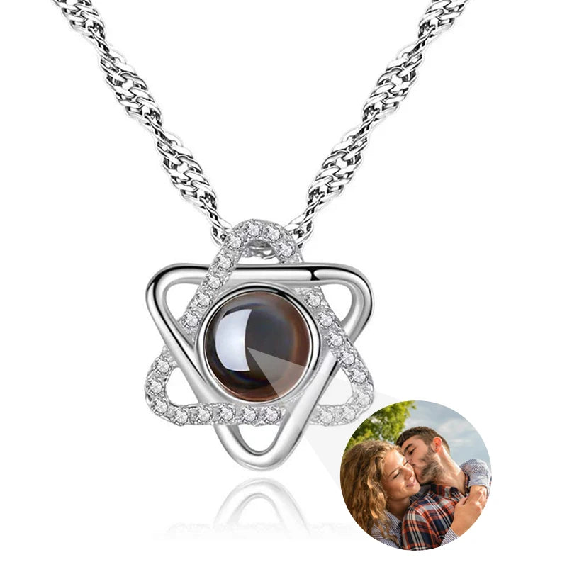 Custom Photo Projection Necklace — 100 Languages I Love You