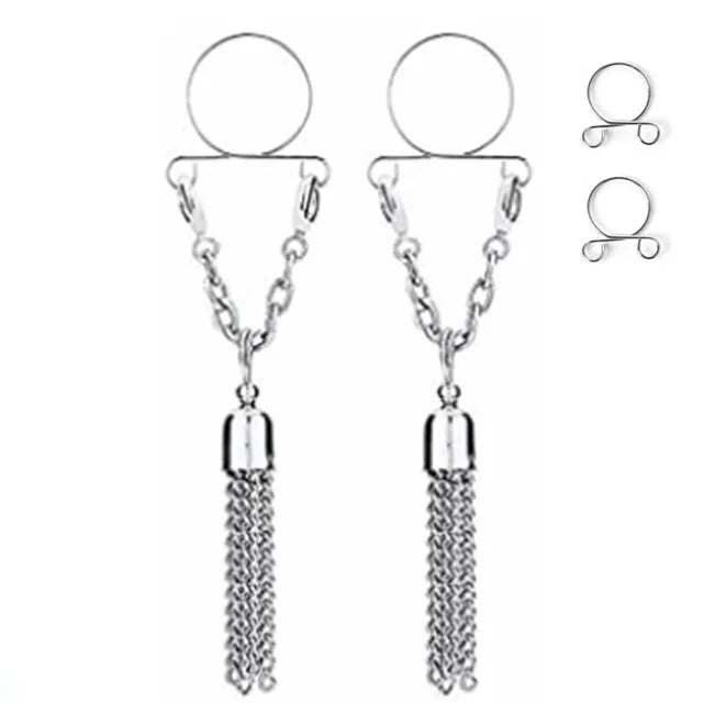 Tassel Crystal Butterfly Fake Nipple Rings