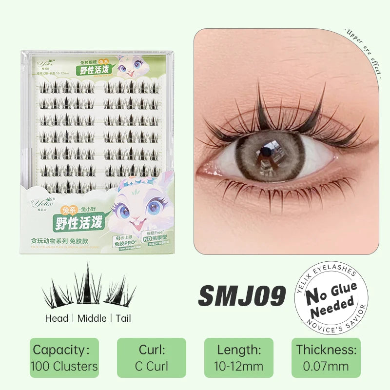 Yelix DIY Cluster Lashes — Glue-Free Natural Manga Style