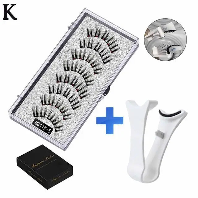 3D Natural Magnetic Eyelashes — 5-Magnet Handmade Reusable Set