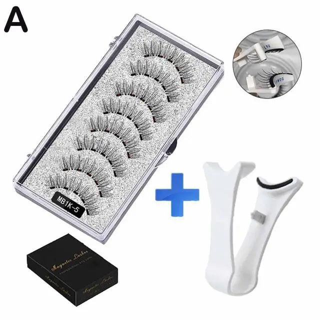 3D Natural Magnetic Eyelashes — 5-Magnet Handmade Reusable Set