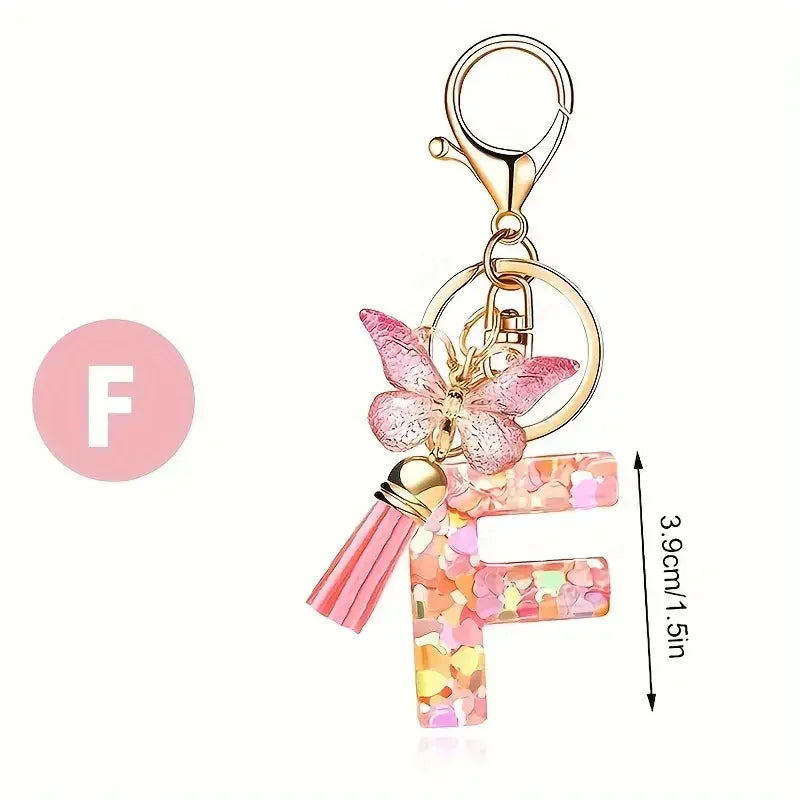 A-Z Initial Letter Keychain — Metal Name Key Ring
