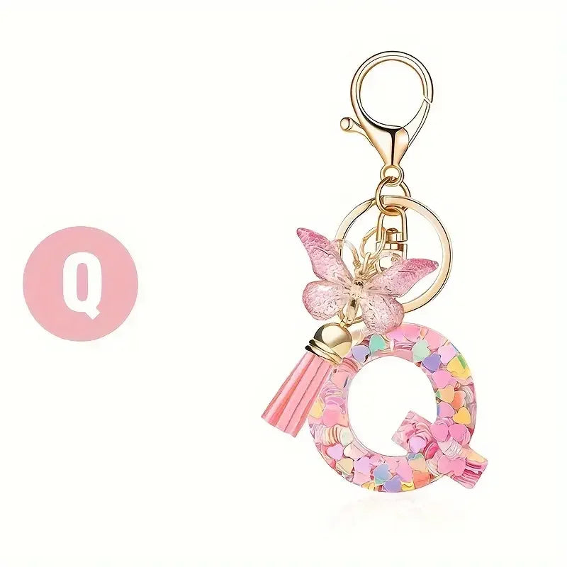 A-Z Initial Letter Keychain — Metal Name Key Ring