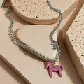 Enamel Colt Horse Pendant Choker Necklace