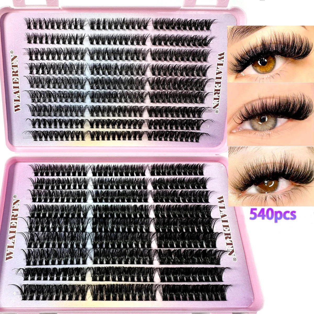 Faux Mink 540-Cluster Lash Extensions — C Curl 9-16mm 3D Russian Strip