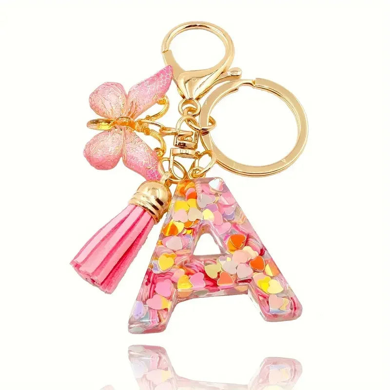 A-Z Initial Letter Keychain — Metal Name Key Ring
