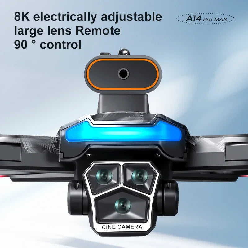 A14 Pro Max 8K Drone — Triple Camera, Brushless, Obstacle Avoidance & Foldable
