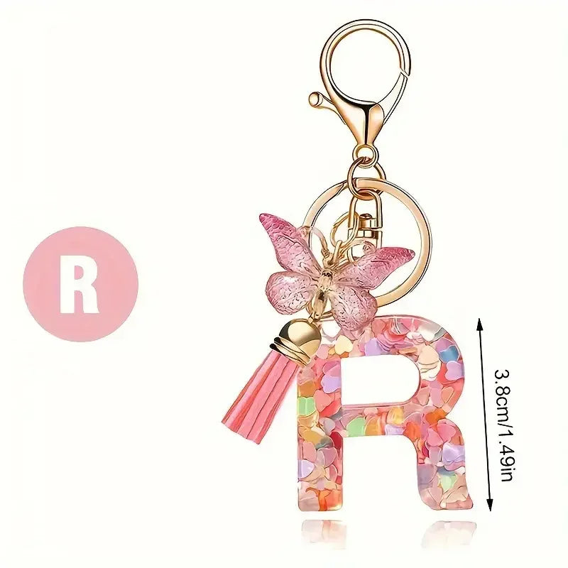 A-Z Initial Letter Keychain — Metal Name Key Ring