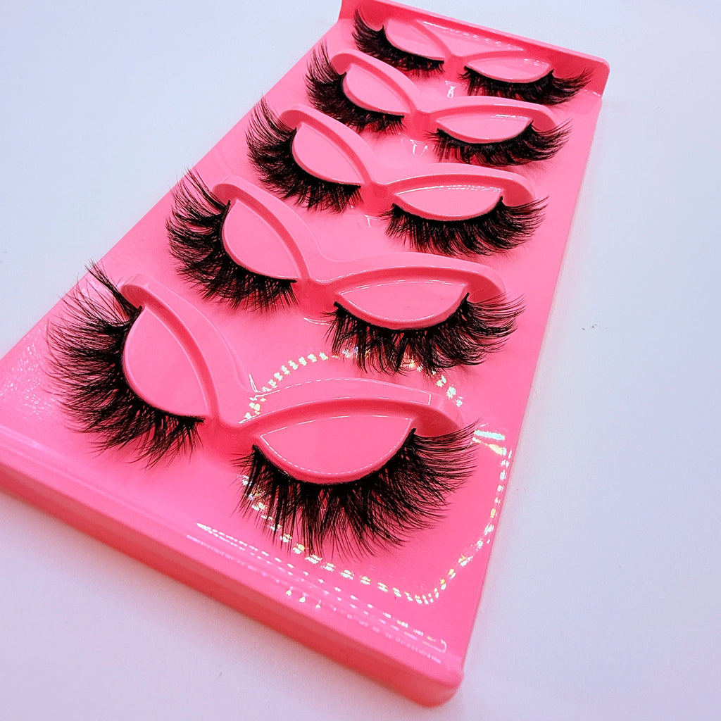 Cat Eye Strip Lashes — 5 Pairs Dramatic Volume Faux Lashes