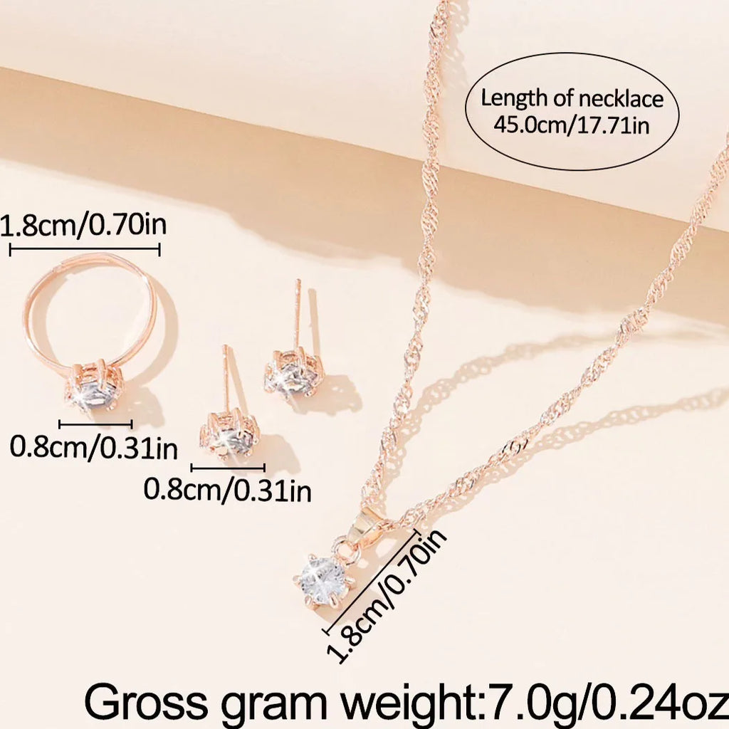 5-Piece Crystal Zirconia Jewelry Set — Necklace, Bracelet, Ring & Earrings