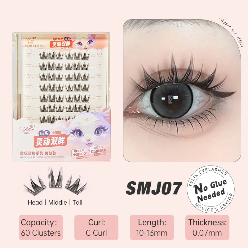 Yelix DIY Cluster Lashes — Glue-Free Natural Manga Style