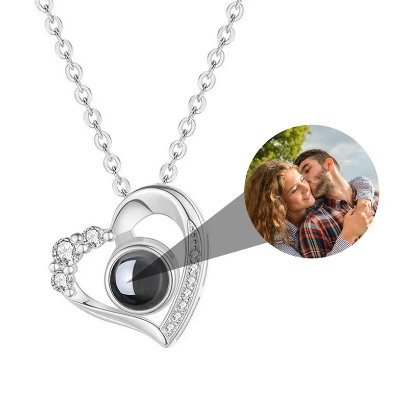 Custom Photo Projection Necklace — 100 Languages I Love You