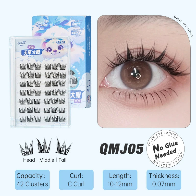 Yelix DIY Cluster Lashes — Glue-Free Natural Manga Style