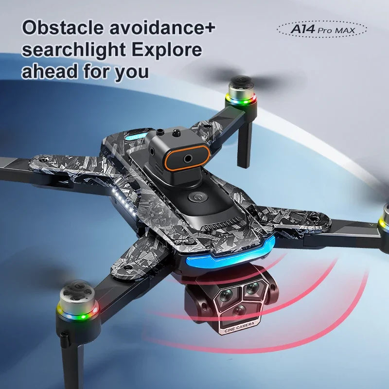 A14 Pro Max 8K Drone — Triple Camera, Brushless, Obstacle Avoidance & Foldable
