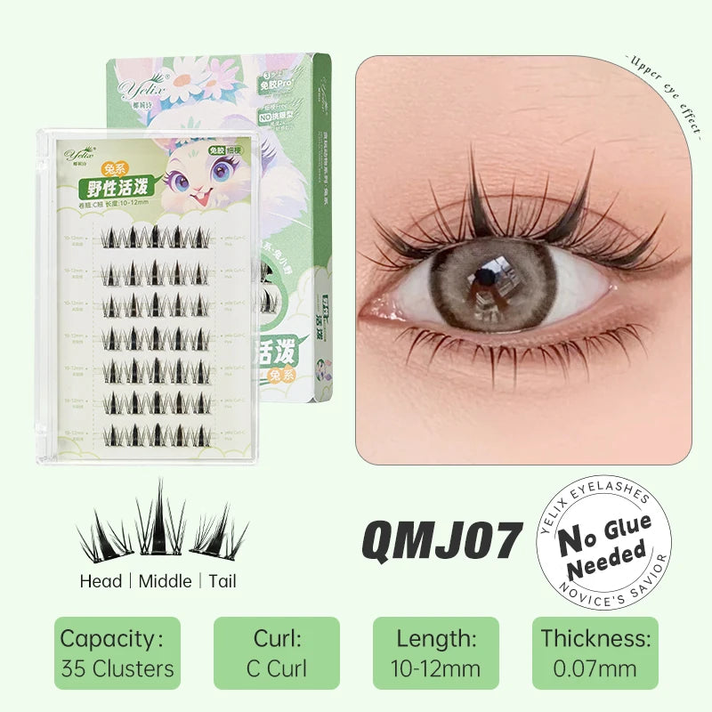 Yelix DIY Cluster Lashes — Glue-Free Natural Manga Style