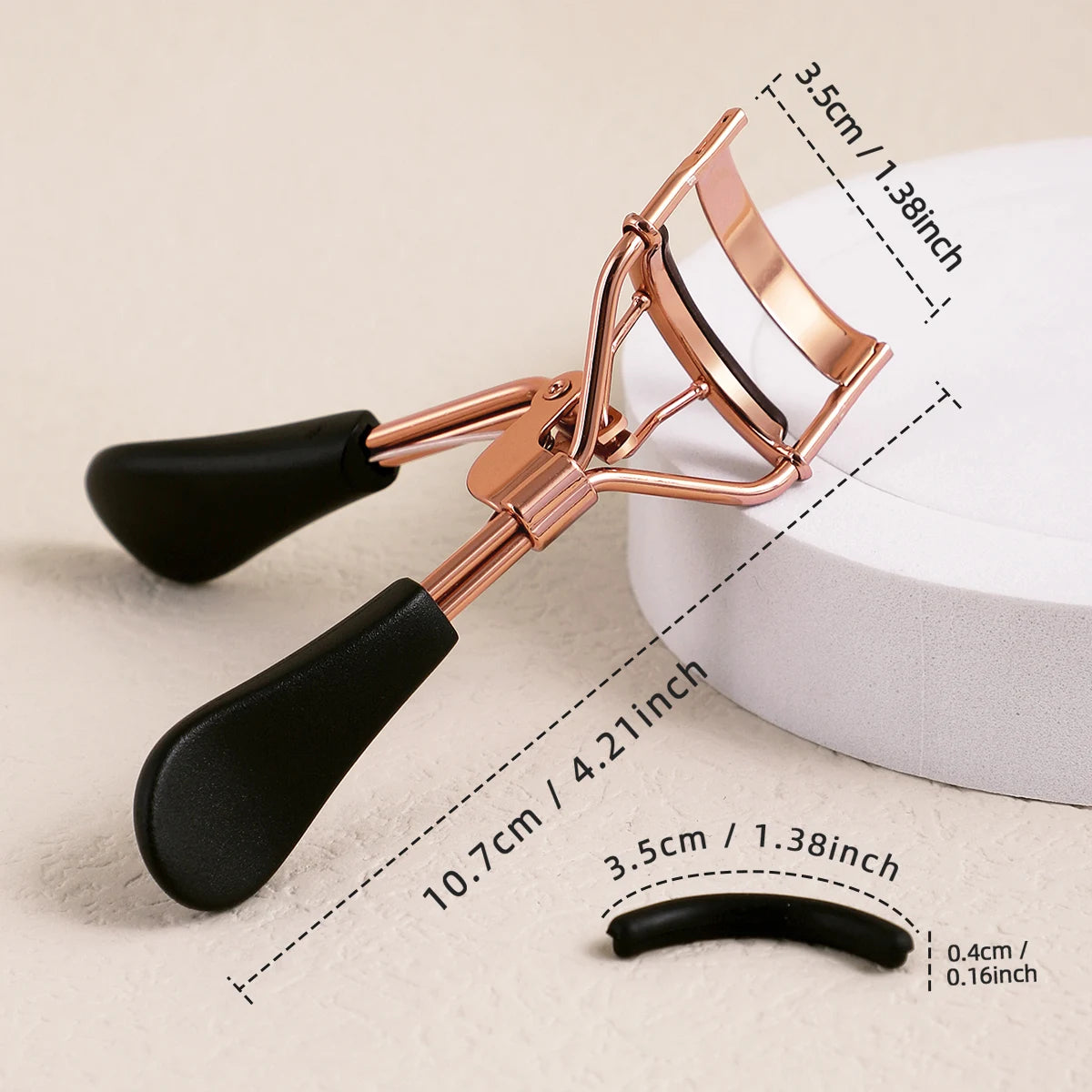 Portable Eyelash Curler — 15 Silicone Pads Stainless Steel