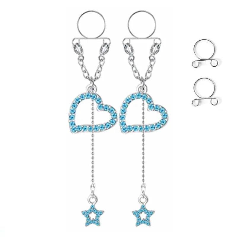 Tassel Crystal Butterfly Fake Nipple Rings