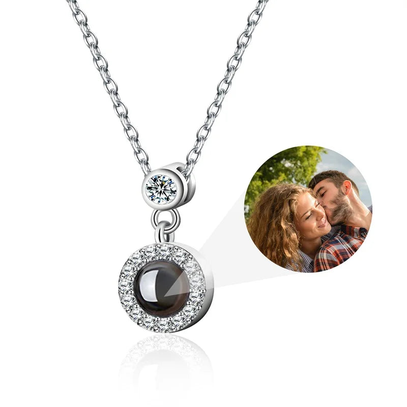 Custom Photo Projection Necklace — 100 Languages I Love You